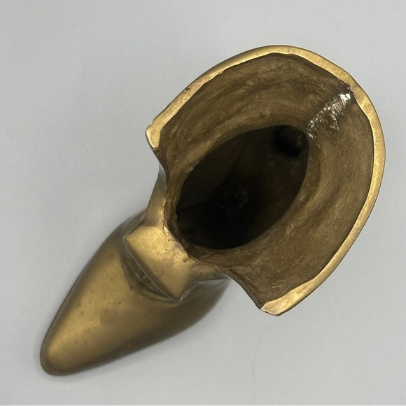 Large Brass Ladies Victorian Lace Up Heel Boot Shoe Heavy Planter Vase - Picture 4 of 15